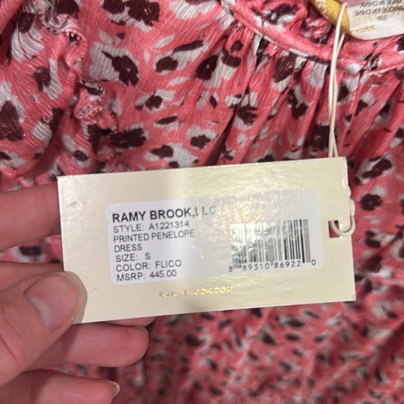 $445 Ramy Brook Penelope Printed Ruffle Mini Dress - Picture 6 of 6